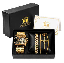 Conjunto masculino de relógio, corrente e pulseira