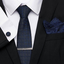 Gravatas de luxo semi slim com abotoadura, lenço e clipe