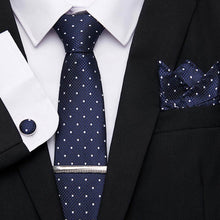 Gravatas de luxo semi slim com abotoadura, lenço e clipe
