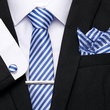 Gravatas de luxo semi slim com abotoadura, lenço e clipe
