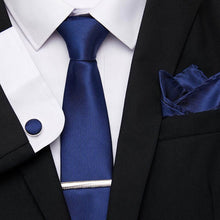 Gravatas de luxo semi slim com abotoadura, lenço e clipe