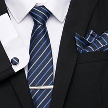 Gravatas de luxo semi slim com abotoadura, lenço e clipe