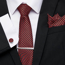 Gravatas de luxo semi slim com abotoadura, lenço e clipe