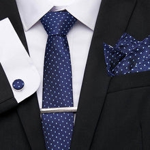 Gravatas de luxo semi slim com abotoadura, lenço e clipe