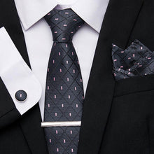 Gravatas de luxo semi slim com abotoadura, lenço e clipe