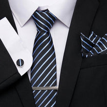 Gravatas de luxo semi slim com abotoadura, lenço e clipe
