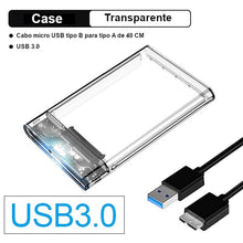Case USB 3.0/2.0 externo para HDD 2.5'' ou SSD Sata