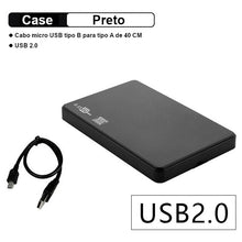 Case USB 3.0/2.0 externo para HDD 2.5'' ou SSD Sata