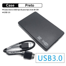 Case USB 3.0/2.0 externo para HDD 2.5'' ou SSD Sata
