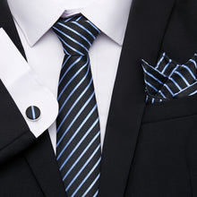 Gravata de luxo semi slim com lenço e abotoadura