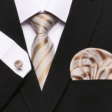 Gravata de luxo semi slim com lenço e abotoadura