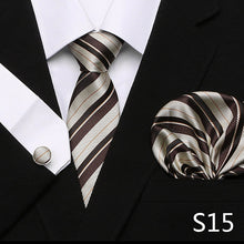 Gravata de luxo semi slim com lenço e abotoadura