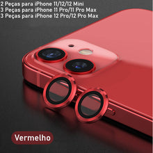 Lentes de proteção para câmera de iPhone em liga de alumínio e vidro temperado