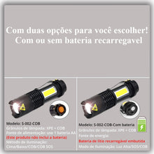 Mini lanterna tática profissional com iluminação e zoom de 100 metros