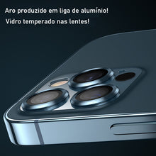 Lentes de proteção para câmera de iPhone em liga de alumínio e vidro temperado