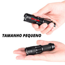 Mini lanterna tática profissional com iluminação e zoom de 100 metros