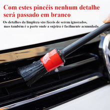 Kit com 5 pincéis de limpeza detalhada para carros e motos