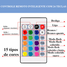 Lâmpada de led com controle remoto inteligente e variação de cores