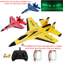 Avião caça FX620 de controle remoto 2.4 GHz de 2 canais com 2 baterias